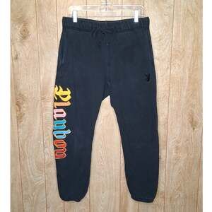 Mens Playboy x PacSun Black Sweatpants Spellout on Right Leg Size Medium